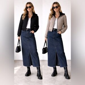 Adolfo Dominguez Black beige  Bomber Jacket reversible medium hooded